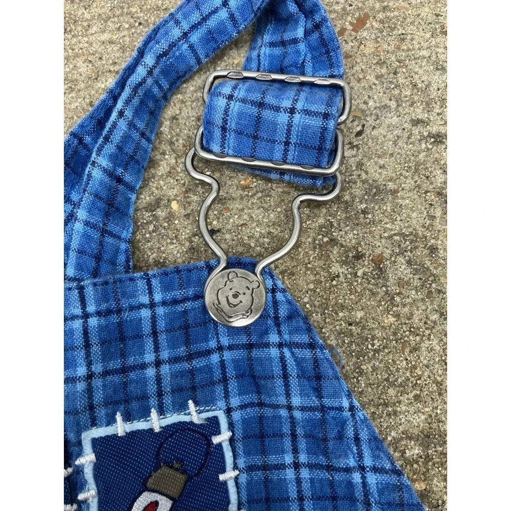 VTG Disney Winnie The Pooh Plaid Camping Hiking Overalls Y2K 6-9 Months Cotton
